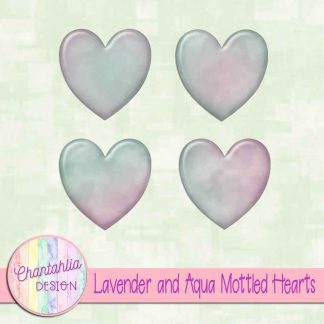 Free lavender and aqua mottled hearts