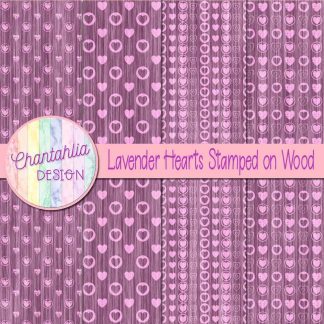 Free lavender hearts stamped on wood digital papers