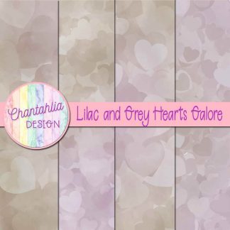 Free lilac and grey hearts galore digital papers