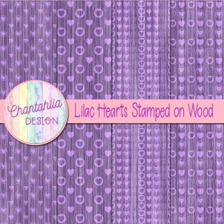 Free lilac hearts stamped on wood digital papers