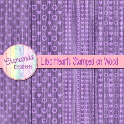 Free lilac hearts stamped on wood digital papers