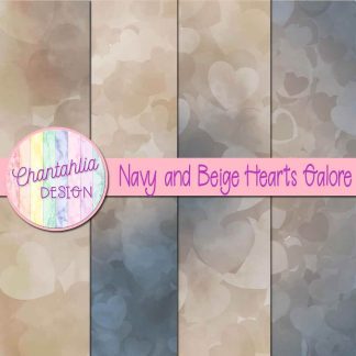 Free navy and beige hearts galore digital papers
