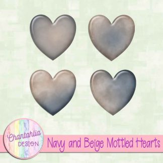 Free navy and beige mottled hearts