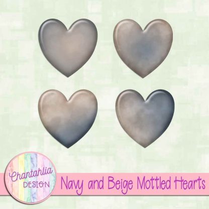 Free navy and beige mottled hearts