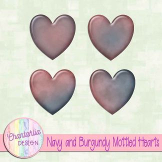 Free navy and burgundy mottled hearts