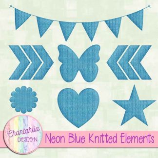 Free neon blue knitted elements