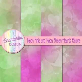Free neon pink and neon green hearts galore digital papers