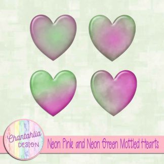 Free neon pink and neon green mottled hearts