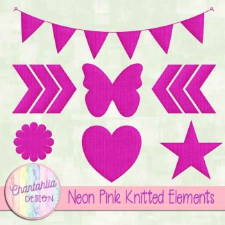 Free neon pink knitted elements