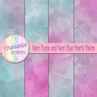 Free neon purple and neon blue hearts galore digital papers