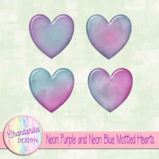 Free neon purple and neon blue mottled hearts