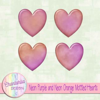 Free neon purple and neon orange mottled hearts