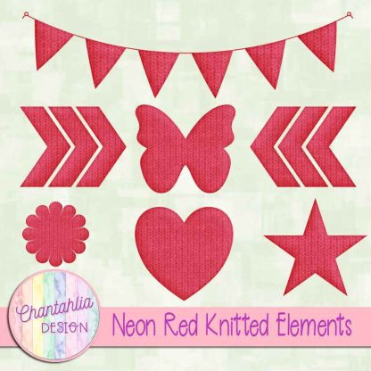 Free neon red knitted elements