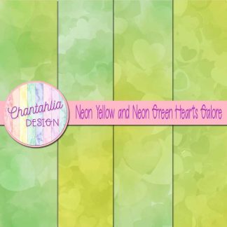 Free neon yellow and neon green hearts galore digital papers