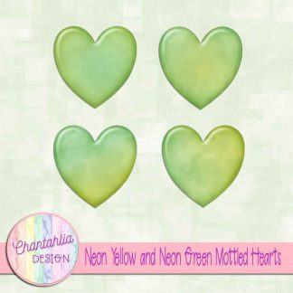 Free neon yellow and neon green mottled hearts