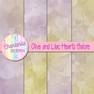 Free olive and lilac hearts galore digital papers