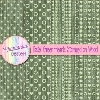 Free pastel green hearts stamped on wood digital papers