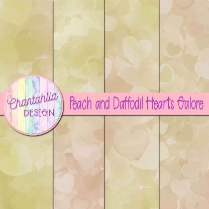 Free peach and daffodil hearts galore digital papers