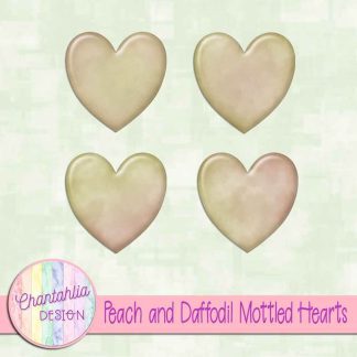 Free peach and daffodil mottled hearts