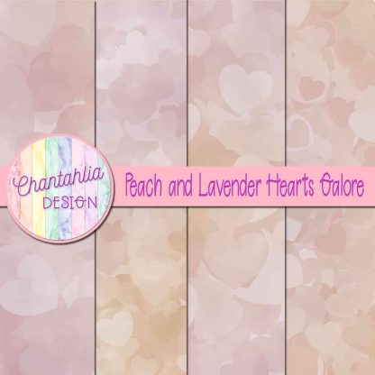 Free peach and lavender hearts galore digital papers