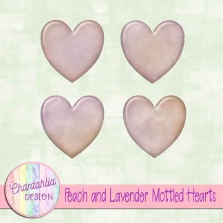 Free peach and lavender mottled hearts