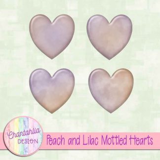 Free peach and lilac mottled hearts