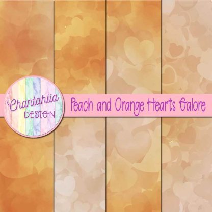 Free peach and orange hearts galore digital papers