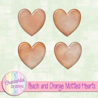 Free peach and orange mottled hearts