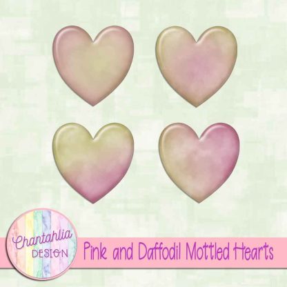 Free pink and daffodil mottled hearts