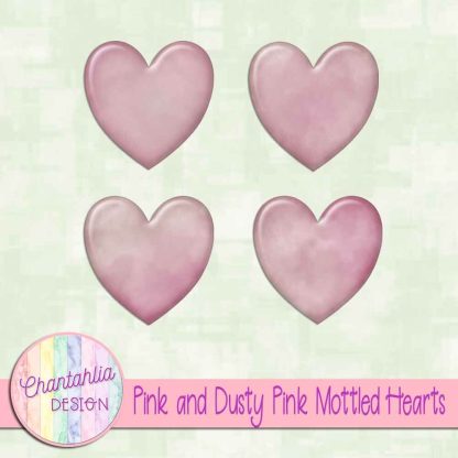 Free pink and dusty pink mottled hearts