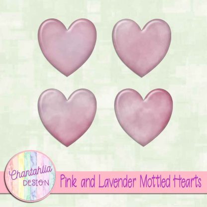 Free pink and lavender mottled hearts