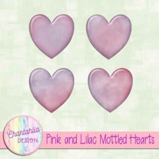 Free pink and lilac mottled hearts