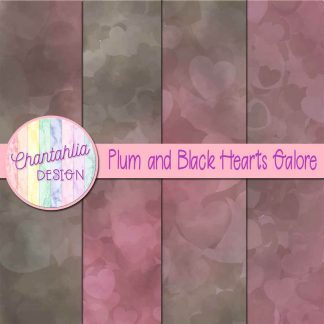 Free plum and black hearts galore digital papers