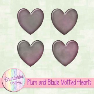 Free plum and black mottled hearts