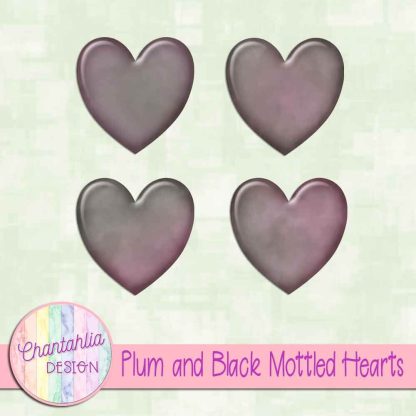 Free plum and black mottled hearts