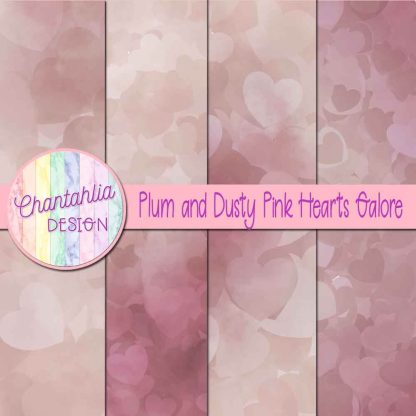 Free plum and dusty pink hearts galore digital papers