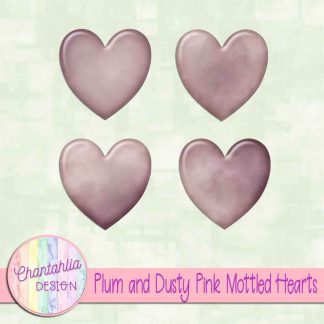 Free plum and dusty pink mottled hearts