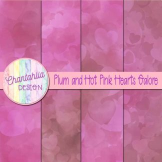 Free plum and hot pink hearts galore digital papers