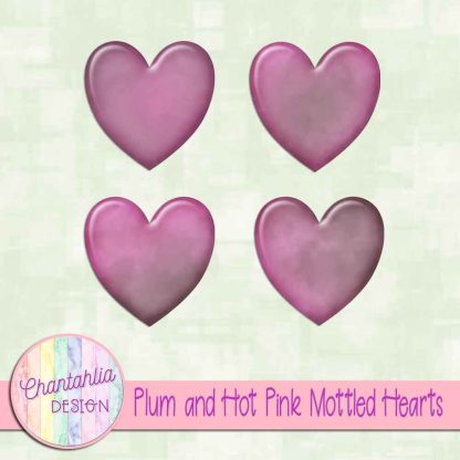Free plum and hot pink mottled hearts