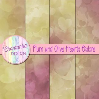 Free plum and olive hearts galore digital papers