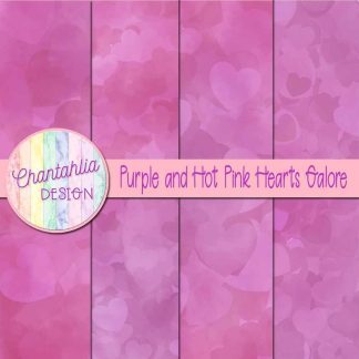 Free purple and hot pink hearts galore digital papers