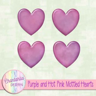 Free purple and hot pink mottled hearts
