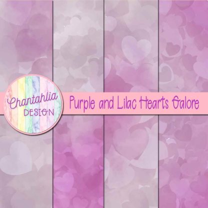 Free purple and lilac hearts galore digital papers
