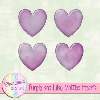 Free purple and lilac mottled hearts