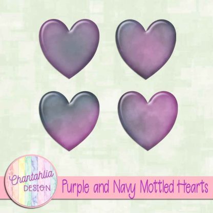 Free purple and navy mottled hearts