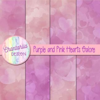Free purple and pink hearts galore digital papers