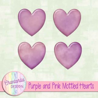 Free purple and pink mottled hearts