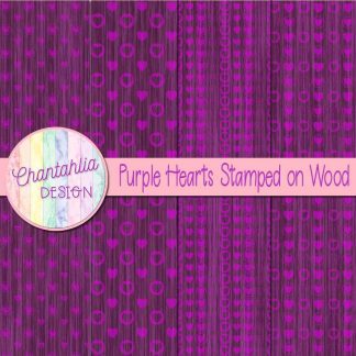 Free purple hearts stamped on wood digital papers