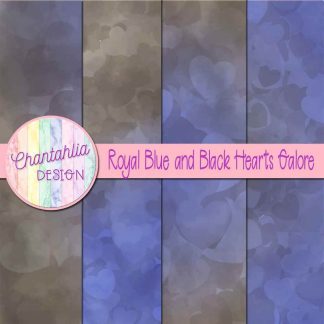 Free royal blue and black hearts galore digital papers