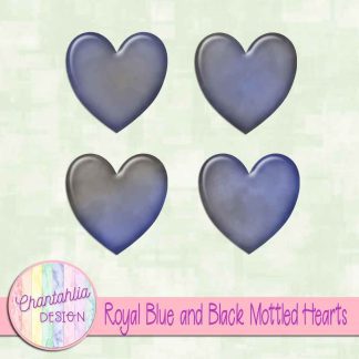 Free royal blue and black mottled hearts